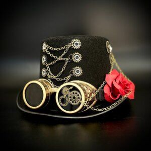 Steampunk Top Hat Metallic Scientist Time Traveler Halloween Costume Cosplay Hat